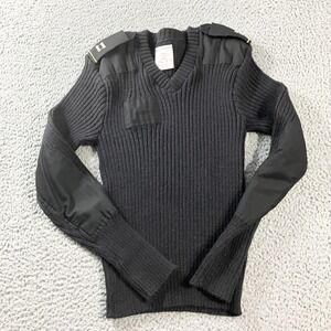 Brigade Quartermasters Commando Sweater Mens 40 Black Wool V Neck Army